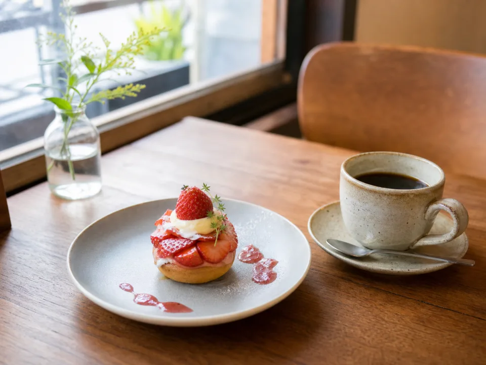 商品とコーヒーの写真の例