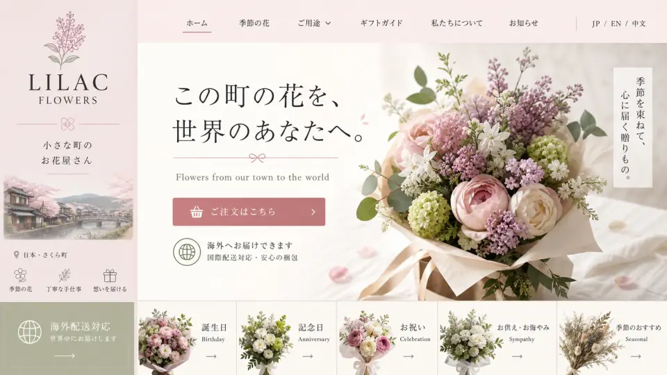 地域の花店のホームページイメージ